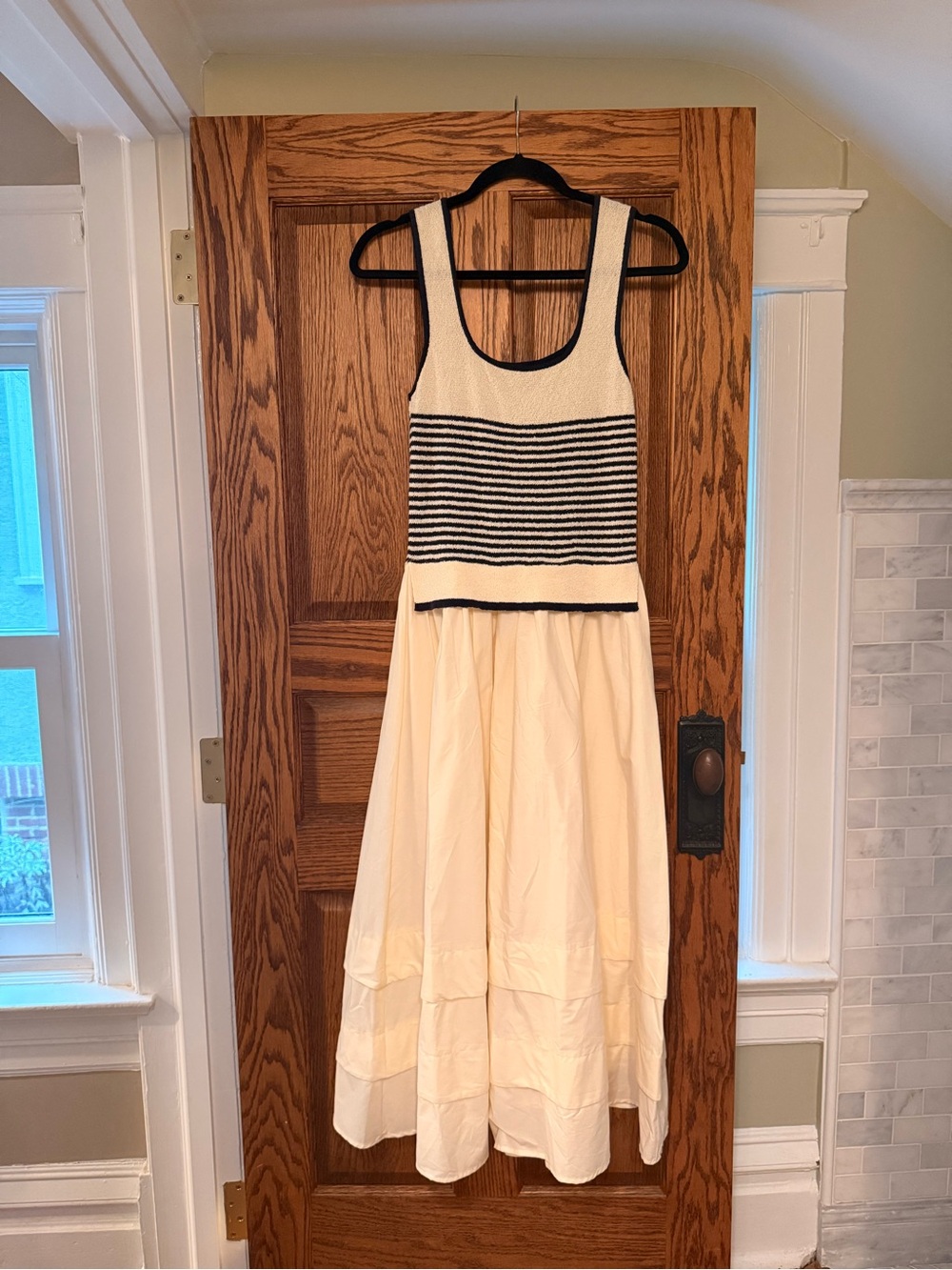 NWOT Moon River Cream striped Midi Dress, size medium - Picture 2 of 10